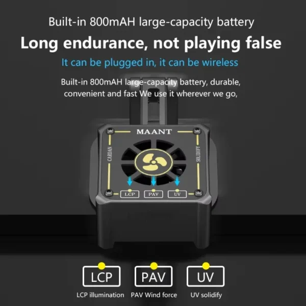 ⁦MaAnt M066 – مروحة تبريد مع شفط دخان وإضاءة UV قابلة للشحن مع حامل⁩ - الصورة ⁦5⁩