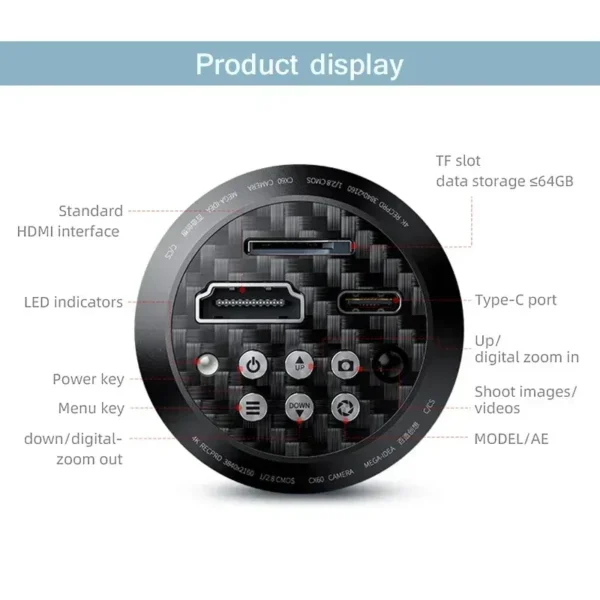 ⁦QIANLI MEGA-IDEA CX60S – كاميرا ميكروسكوب بدقة 4K بتصميم دائري وتصوير مباشر عالي الوضوح⁩ - الصورة ⁦4⁩