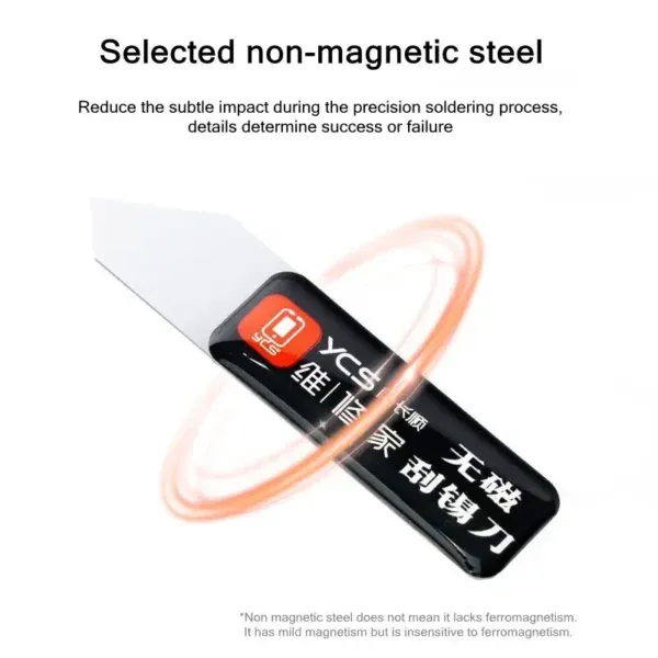 ⁦YCS غير المغناطيسي الفولاذ المقاوم للصدأ القصدير كشط سكين ل IP أدوات إصلاح الهاتف المحمول لحام لصق خلط حدق افتتاح Spudger⁩ - الصورة ⁦2⁩