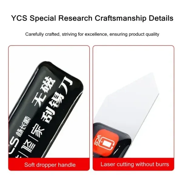 ⁦YCS غير المغناطيسي الفولاذ المقاوم للصدأ القصدير كشط سكين ل IP أدوات إصلاح الهاتف المحمول لحام لصق خلط حدق افتتاح Spudger⁩ - الصورة ⁦3⁩