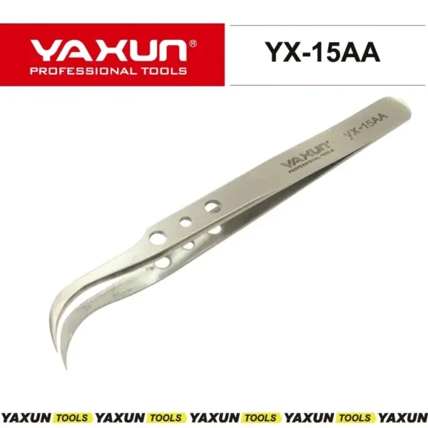 جفت YAXUN YX-15AA ستانلس ستيل منحني مضاد للمغناطيس لصيانة الموبايل