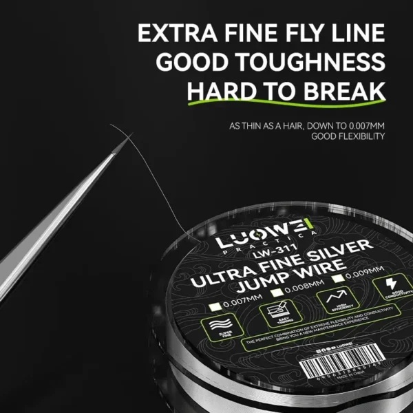 ⁦سلك بريدج LUOWEI LW-312 / LW-311 فائق الدقة لإصلاح الموبايلات – نحاسي / فضي – سماكات 0.007مم إلى 0.02مم⁩ - الصورة ⁦2⁩