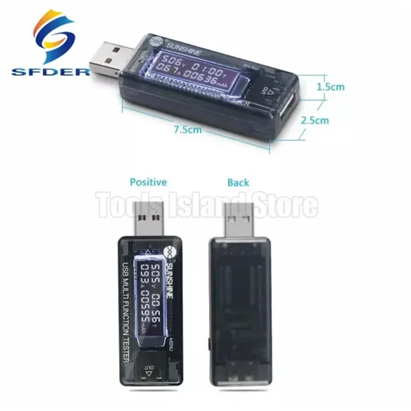 ⁦USB Digital Display Tester SS-302A لقياس الجهد والتيار — يدعم الشحن السريع ومجموعة واسعة من الأجهزة⁩ - الصورة ⁦3⁩