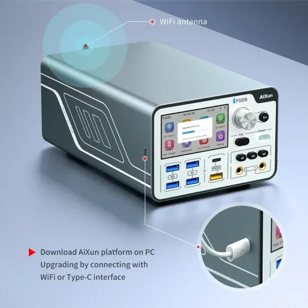 ⁦باور سبلاي (Power Supply) Aixun P3208 ذكي منظم 320 واط – لفحص اللوحة الأم والبطارية⁩ - الصورة ⁦4⁩