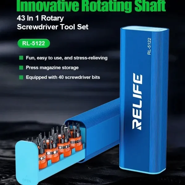 طقم مفكات دوّار 43 في 1 من RELIFE RL-5122 مع علبة تخزين براغي 🔧