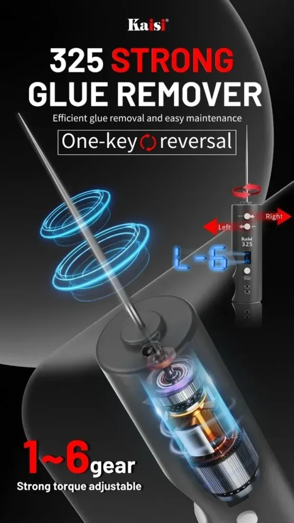 ⁦Kaisi 325 – ديرل كهربائي لتنظيف الهواتف بـ6 سرعات وإضاءة LED خضراء⁩ - الصورة ⁦3⁩
