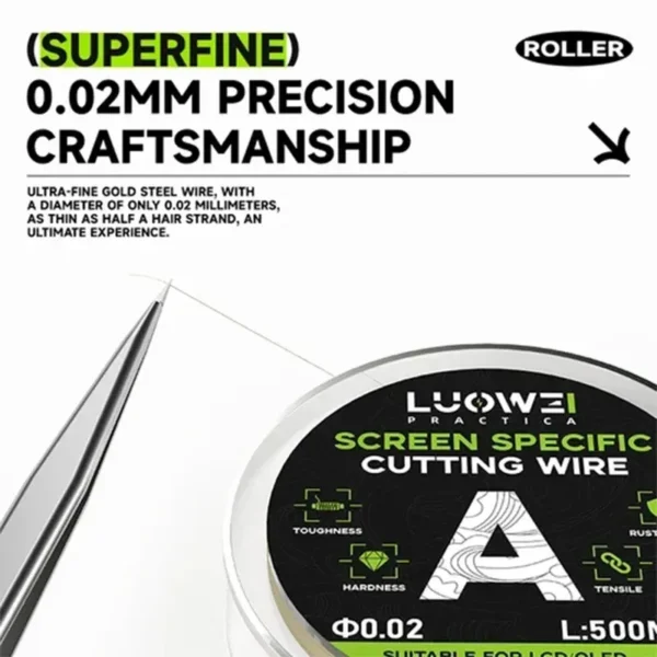⁦وير باغات  LUOWEI فائق الدقة 0.02 / 0.03 مم – بطول 500 متر – لفصل شاشات IPS/ OLED⁩ - الصورة ⁦5⁩