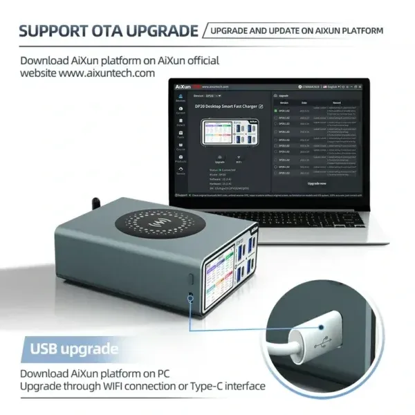 ⁦تستر شحن مكتبي ذكي JCID AIXUN DP20 متعدد الوظائف (200 واط) يدعم الشحن السريع⁩ - الصورة ⁦5⁩