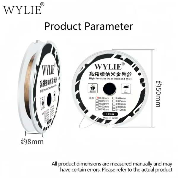 ⁦WYLIE واير نانو دايموند عالي الصلابة لفصل الـ الباغات من شاشات LCD — 100م، 0.028–0.1 مم لأعمال صيانة الموبايل⁩ - الصورة ⁦5⁩