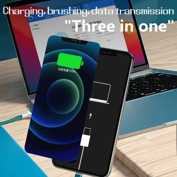 ⁦MaAnt كابل 3 في 1 للشحن و التفليش — بدون تغيير الكابل وبدعم الريكفري التلقائي لأجهزة iPhone/iPad/iPod⁩ - الصورة ⁦2⁩