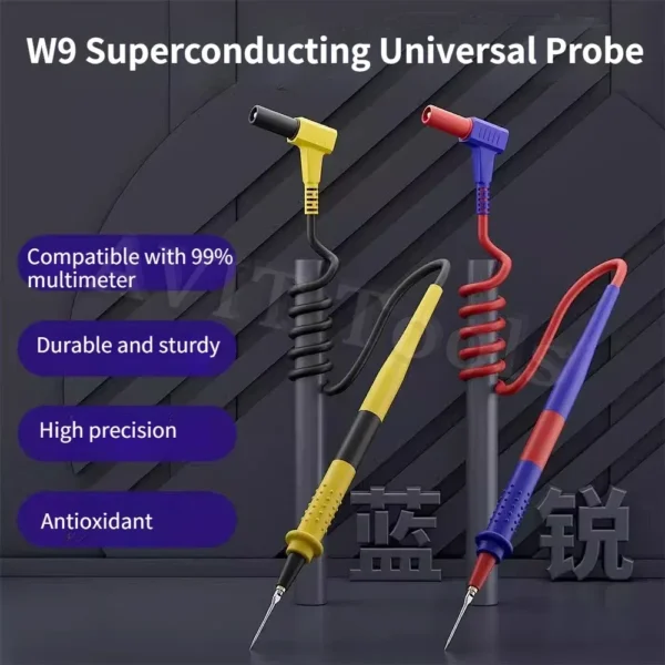 Lanrui W9 كابل اختبار ملتيميتر فائق النحافة مع رؤوس قابلة للتغيير