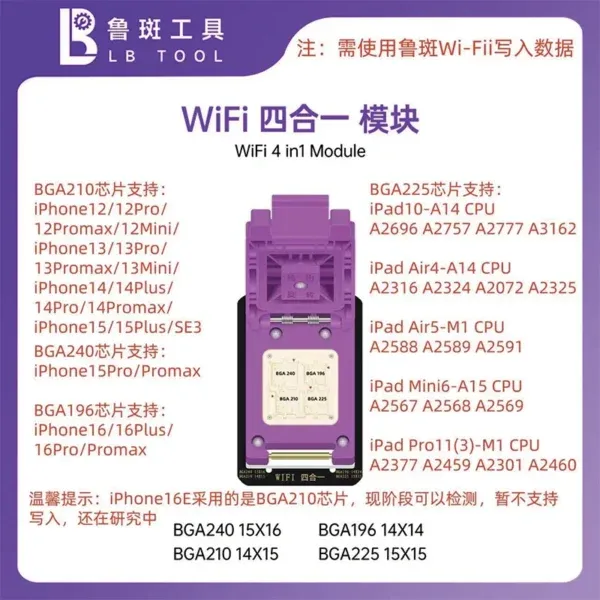 ادبتور Luban WiFi  4 in 1 تدعم (بدون لحام ) BGA 196/210/225/240