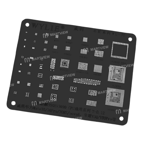 شبلونة Wylie WL-70 Kirin 990 Hi3690 CPU Black BGA Reballing Stencil for Huawei Mate 30 Series Honor V30 V30Pro