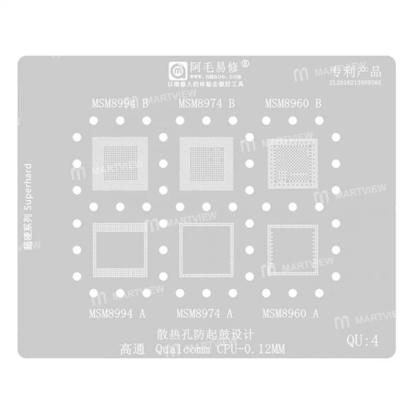 Amaoe QU4 0.12mm BGA Reballing Stencil for Qualcomm MSM MSM8994 MSM8974 MSM8960 CPU IC Chip