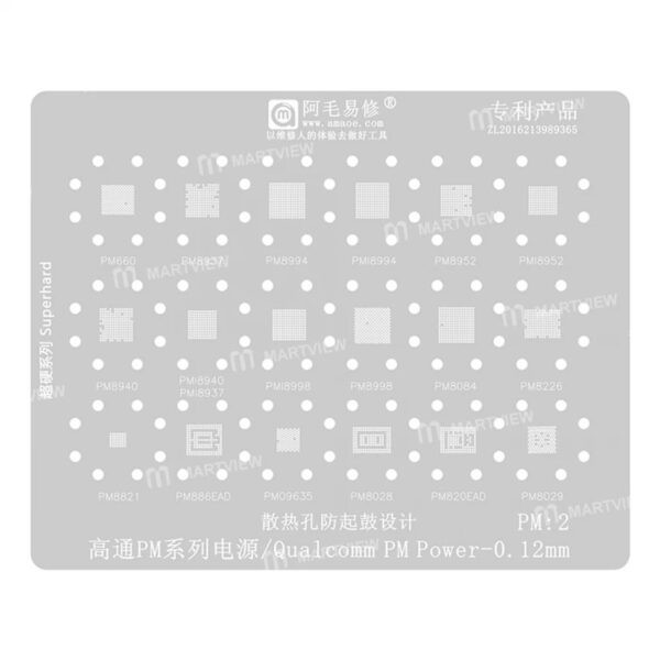 Amaoe PM2 Qualcomm PM Series Power BGA Reballing Stencil for PM660 PM8937 PM8994 PMI8994 PM8952 PMI8952