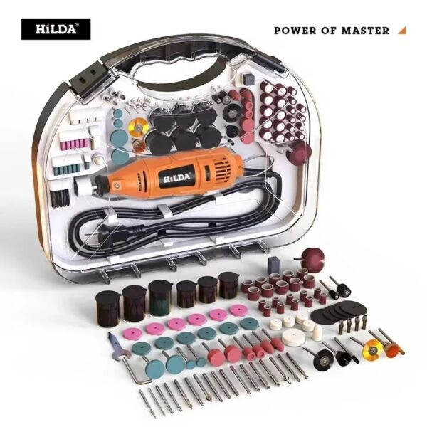 ⁦دريل ميني HILDA (صاروخ صغير) – قلم حفر وتقطيع وتلميع مع طقم ملحقات كامل⁩ - الصورة ⁦1⁩