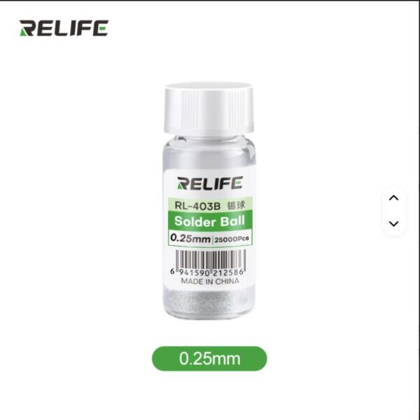 كور قصدير شبلنة RELIFE RL-403B (مقاس 0.25mm) – عبوة 25000 كرة