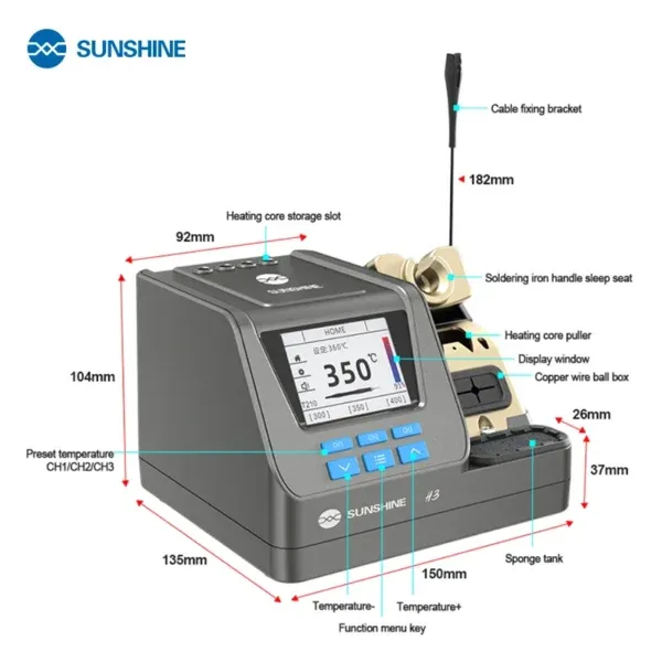 ⁦كاوية لحام ذكية Sunshine H3 (ذراع T210) – قدرة 80 واط مع نظام خمول تلقائي⁩ - الصورة ⁦5⁩