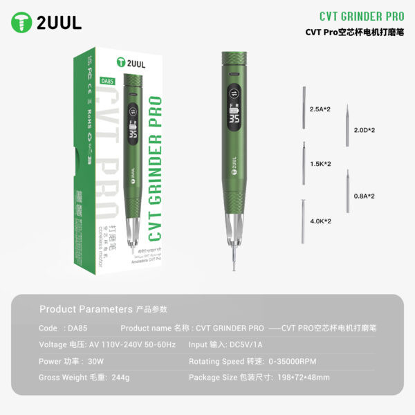 ⁦قلم حفر وجلخ احترافي 2UUL DA85 CVT Pro بموتور Coreless لصيانة الموبايلات⁩ - الصورة ⁦12⁩