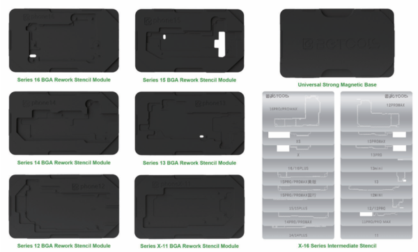 CBH7jwl.png طقم شبلونات بوردة مع القاعدة لأجهزة آيفون (من X إلى 17 ) BG TOOLS BGx-17 - الصورة 1