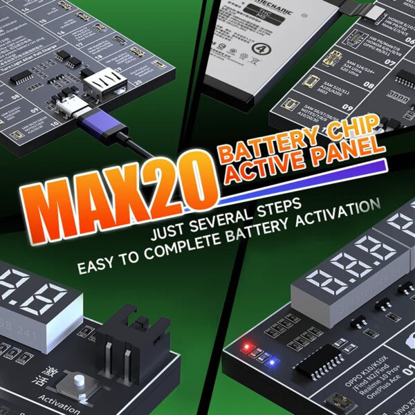⁦بوردة تنشيط بطاريات أندرويد وأيفون (يدعم حتى 17) Mechanic Max20⁩ - الصورة ⁦4⁩