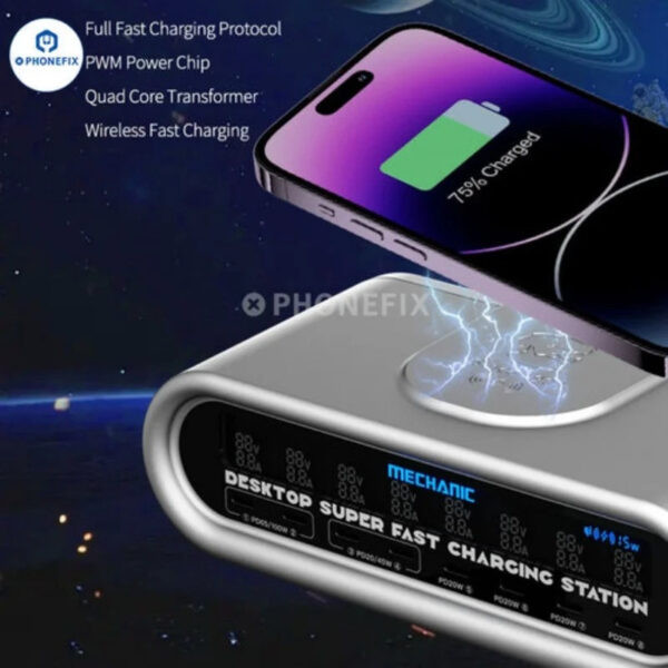 ⁦تستر شحن سريع جداً مع وايرلس Mechanic E-Power Max (قدرة 240 وات)⁩ - الصورة ⁦4⁩