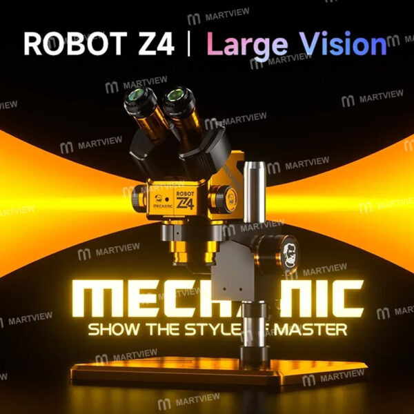 ⁦ميكرسكوب ميكانيك MECHANIC ROBOT Z4 (ثلاثي العينيات - تكبير مستمر 6.5X-60X - قاعدة ألومنيوم كبيرة)⁩ - الصورة ⁦2⁩