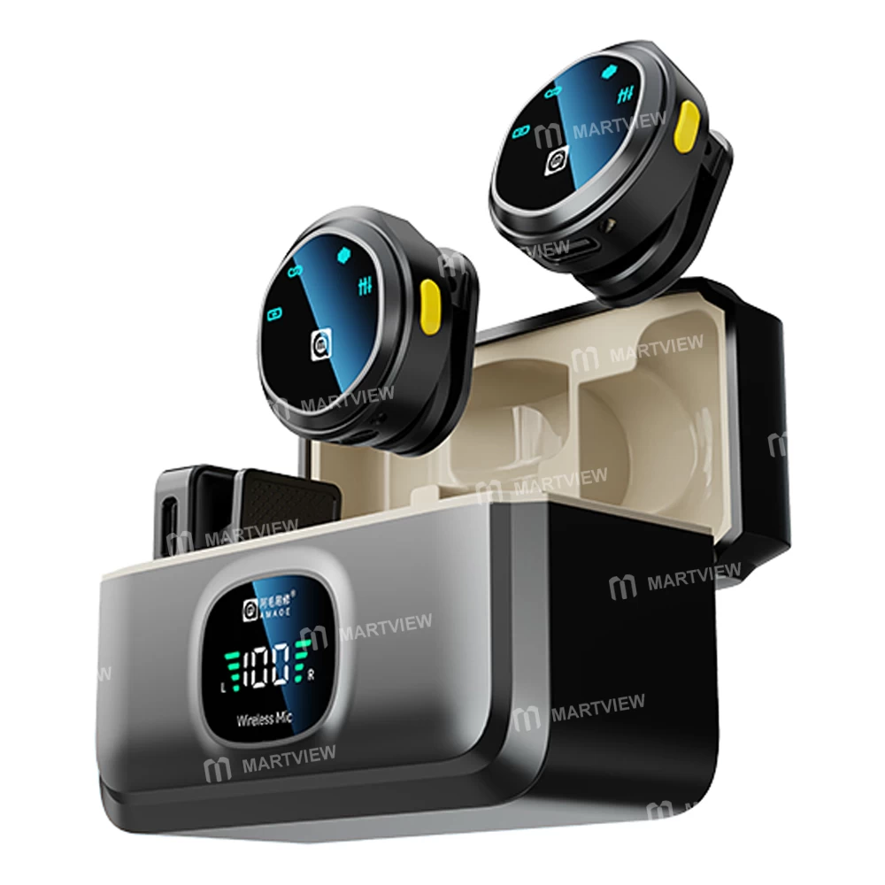 amaoe mic a bluetooth wireless magnetic suction button collar microphone with display 1 large - معدات صيانة لؤلؤة الخليج