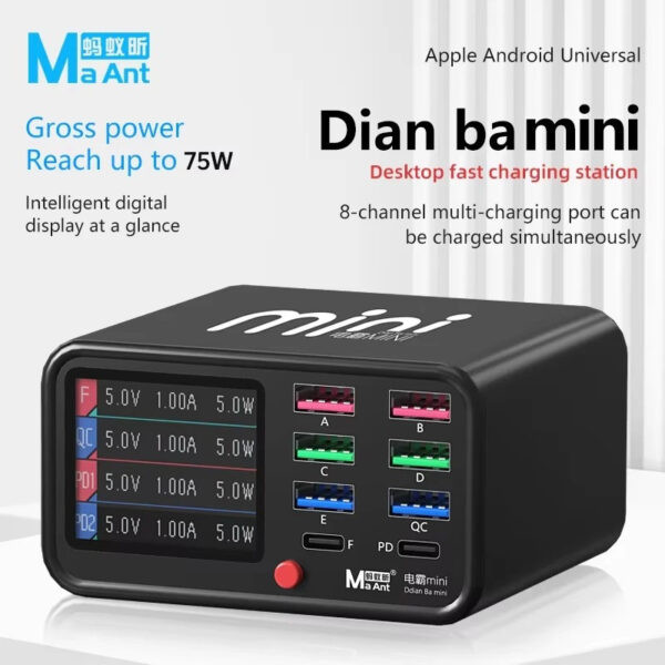 ⁦شاحن وتستر ديجيتال متعدد المنافذ ما آنت MaAnt Dianba Mini (قدرة 75W)⁩ - الصورة ⁦3⁩